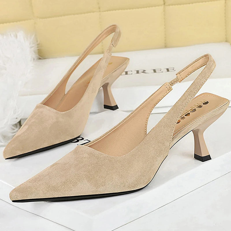 French Women's Pointed Toe High Heel Sandals 6CM | Office High Heel Sandals Axl