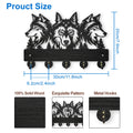 Wolf Forest Wood Wall Coat Rack – 5 Hook Key Holder 11.8in Wall Coat Rack Axl AECH04-06546