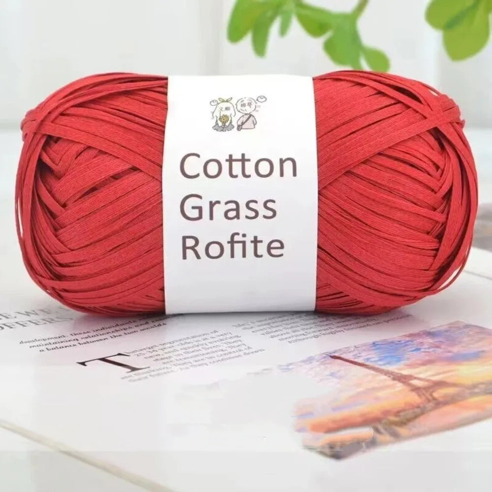 102M Multicolor Raffia Yarn for Crochet, Knitting & DIY Crafts Craft Yarn Axl Red