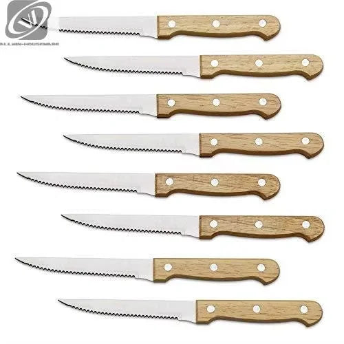 Serrated Steak Knives Set – Stainless Steel & Wood Handle Steak Knife Set Axl 8 PCS SET