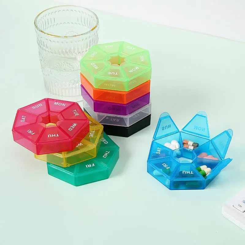 7-Day Pill Organizer – Mini Portable Travel Pill Box, 7-Grid Pill Organizer Axl