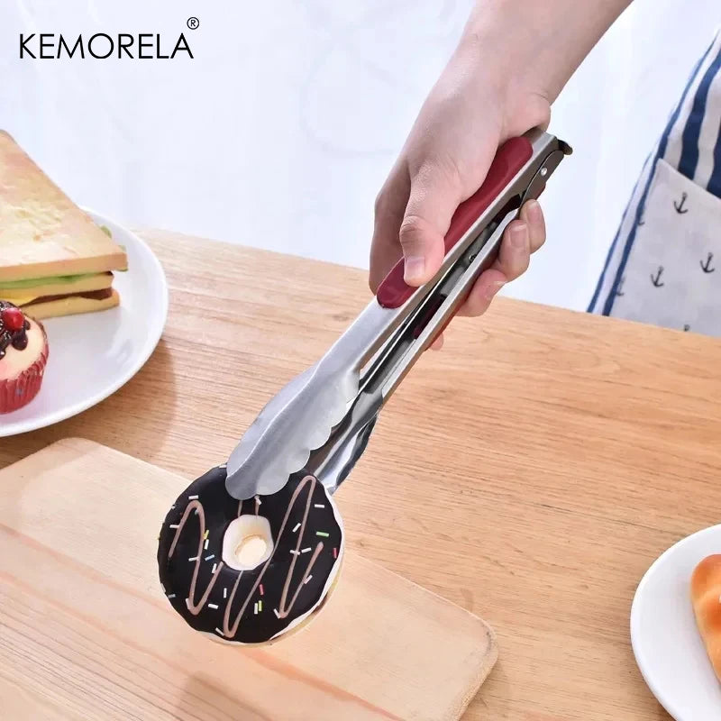 Silicone BBQ Tongs – Stainless Steel Kitchen Serving Clip Kitchen Serving Tongs Axl