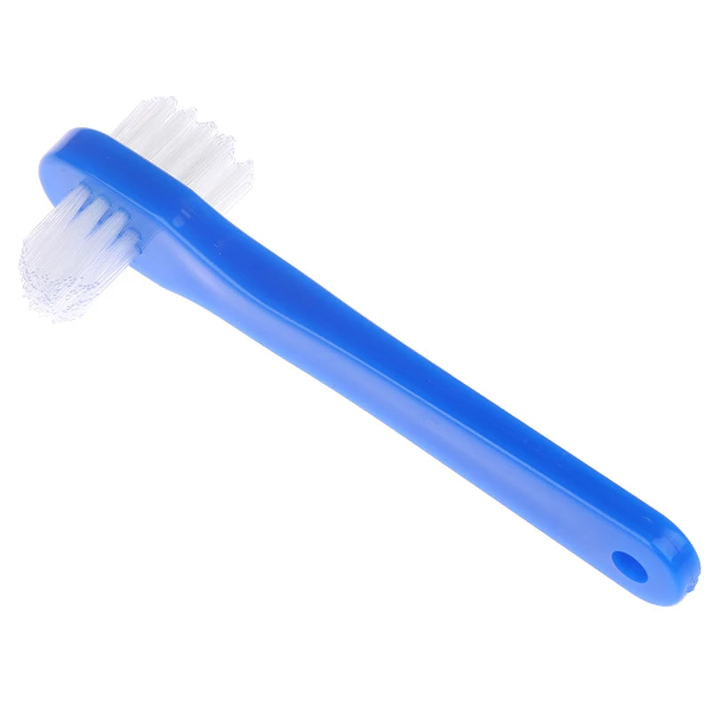 T-Shape Dual Head Denture Brush – False Teeth Cleaner Denture Cleaning Brush Axl Blue