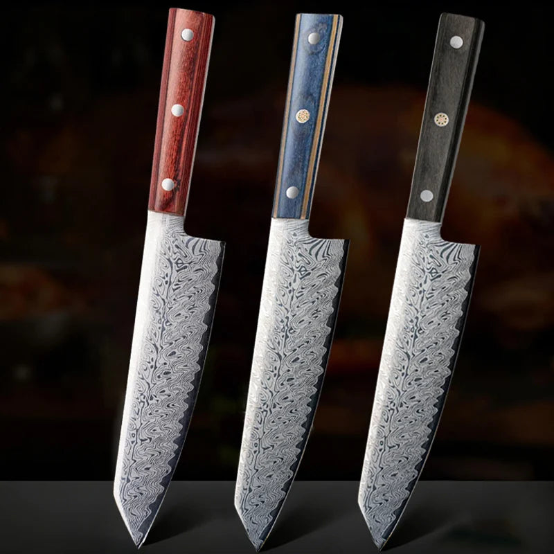 Damascus Steel Chef Knife – Japanese Wood Handle Kitchen Set Chef Knife Set Axl