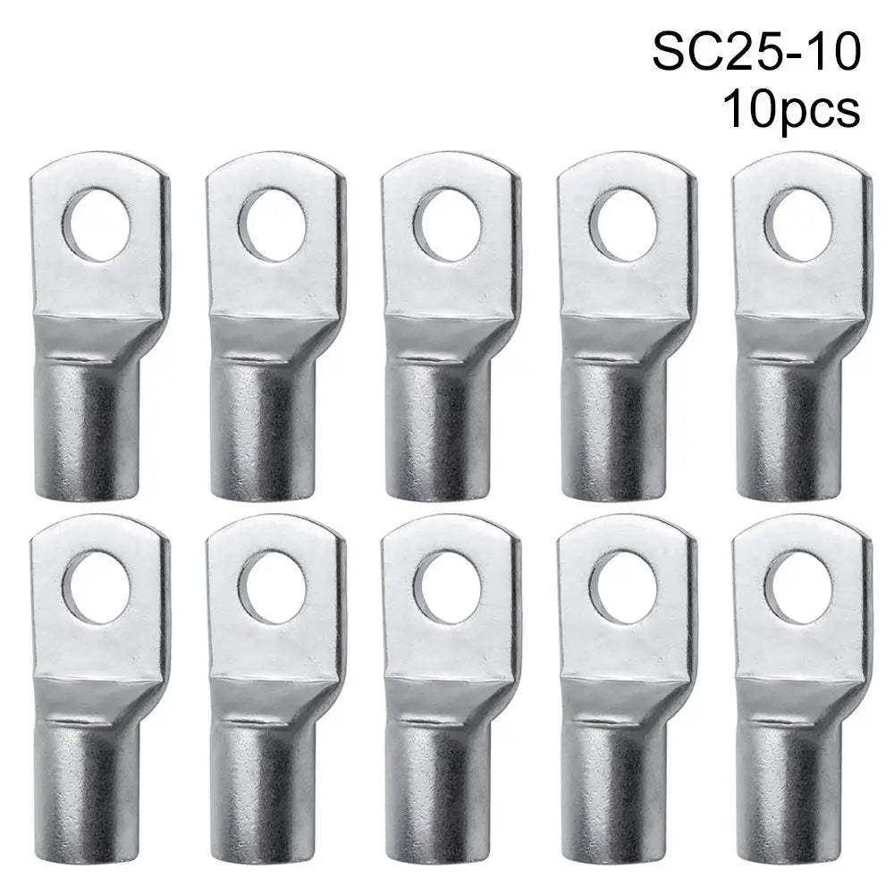 10Pcs SC Type Tinned Copper Ring Terminal Crimp Lug Kit Ring Terminal Crimp Lugs Axl 10pcs SC25-10
