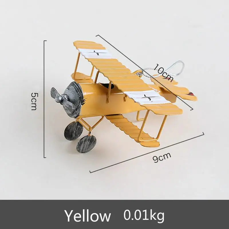 Mini Vintage Iron Airplane Ornament – Car & Desk Décor Desktop Ornament Axl YELLOW