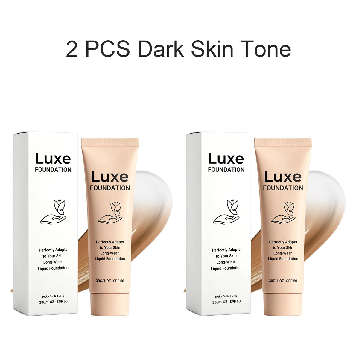 Luxe Color-Changing Liquid Foundation SPF 50 – Natural Glow 30g Liquid Foundation Axl 2PCS Dark Skin Tone