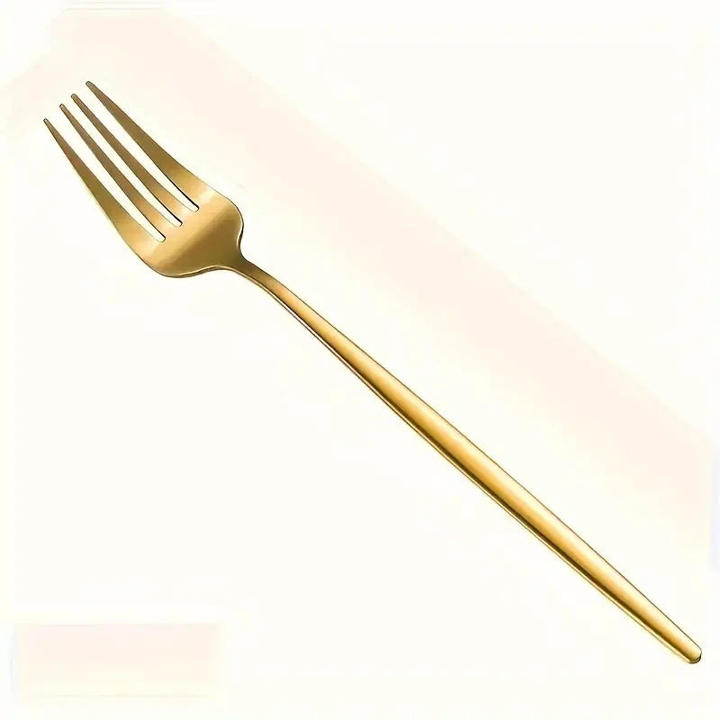 24-Piece Gold Stainless Steel Dinner Fork Set – Home & Restaurant Dinner Fork Set Axl