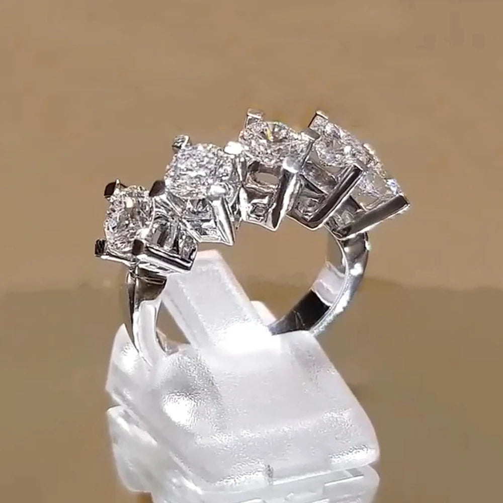 Huitan Women's 5-Stone CZ Geometric Statement Ring | Sizes 5–14 CZ Statement Ring Axl