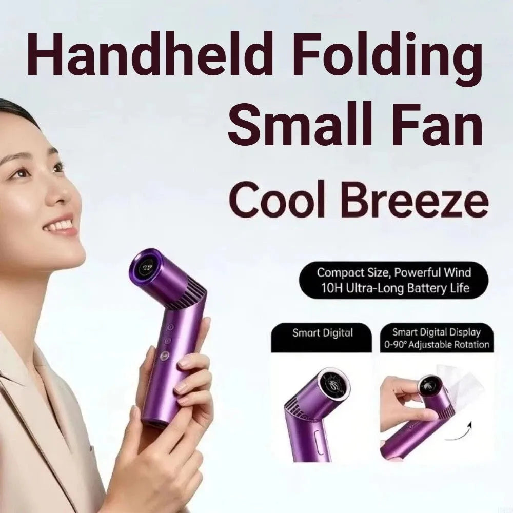 Portable Mini Folding Fan – USB Rechargeable, LED Display Handheld Folding Fan Axl