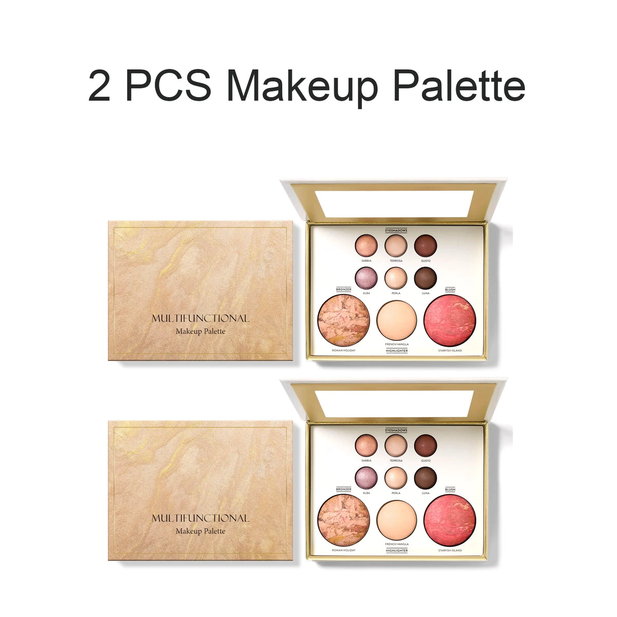 Gilded All-in-One Makeup Palette – Eyeshadow, Bronzer, Blush Makeup Palette Axl 2PCS Makeup Palette