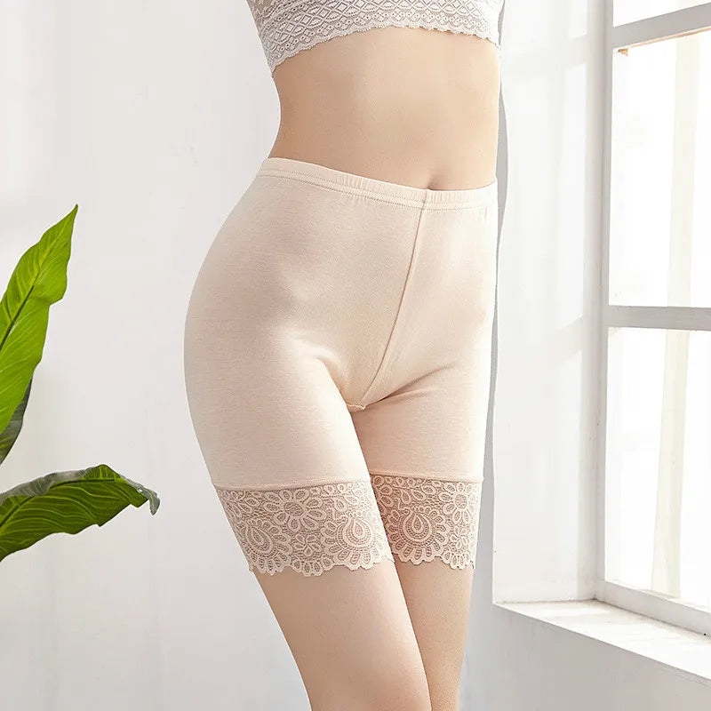 Women's Plus Size Modal Safety Shorts with Lace – 40–80KG Safety Shorts Axl