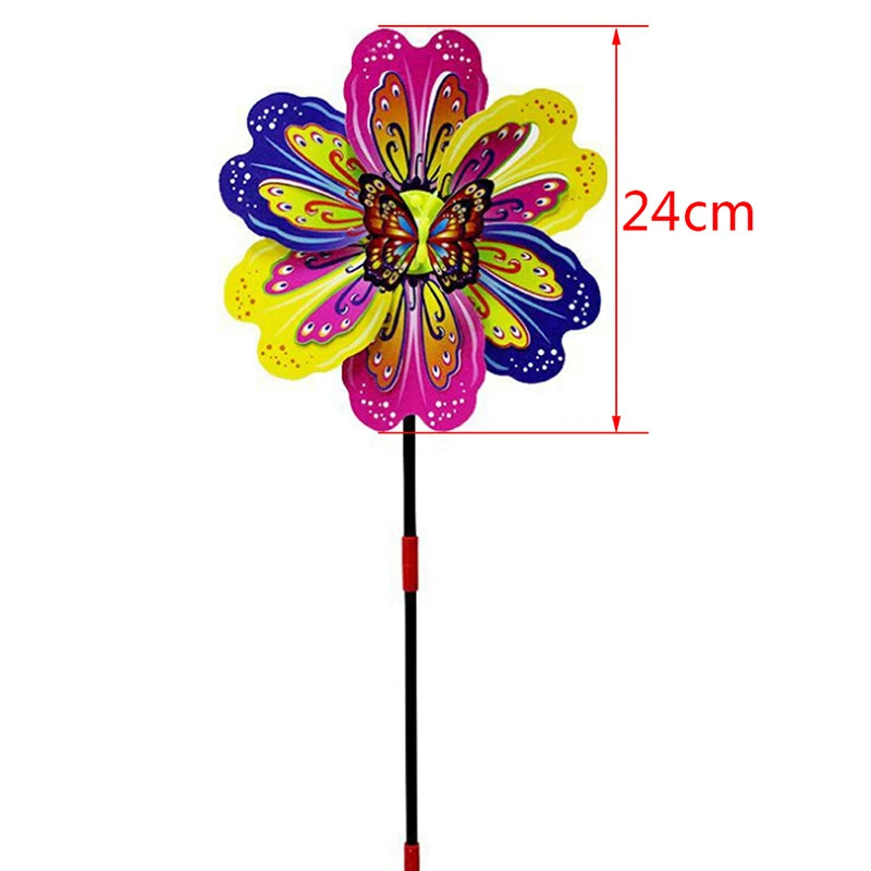 Butterfly Flower Wind Spinner – Colourful Garden Windmill Decor Garden Wind Spinner Axl