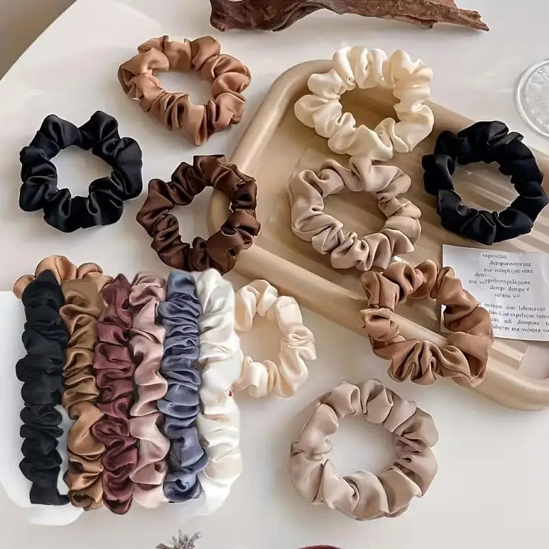4-Pack Vintage Silk Scrunchies – High Elasticity Hair Ties Silk Hair Scrunchies Axl