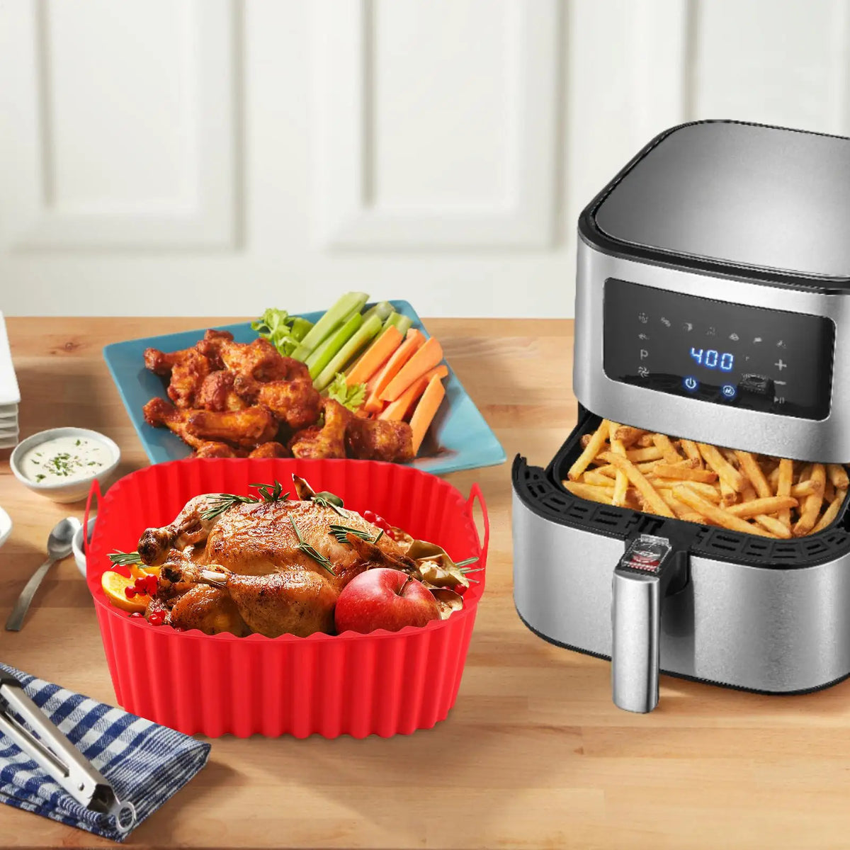 Silicone Air Fryer Liner Square Non-Stick Reusable Baking Mat Air Fryer Liner Axl