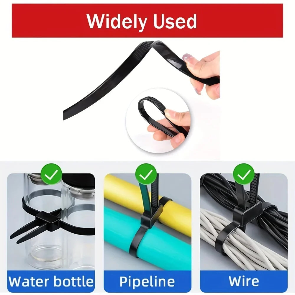 Black Nylon Zip Ties – UV Resistant Anti-Slip Cable Fasteners Nylon Zip Ties Axl