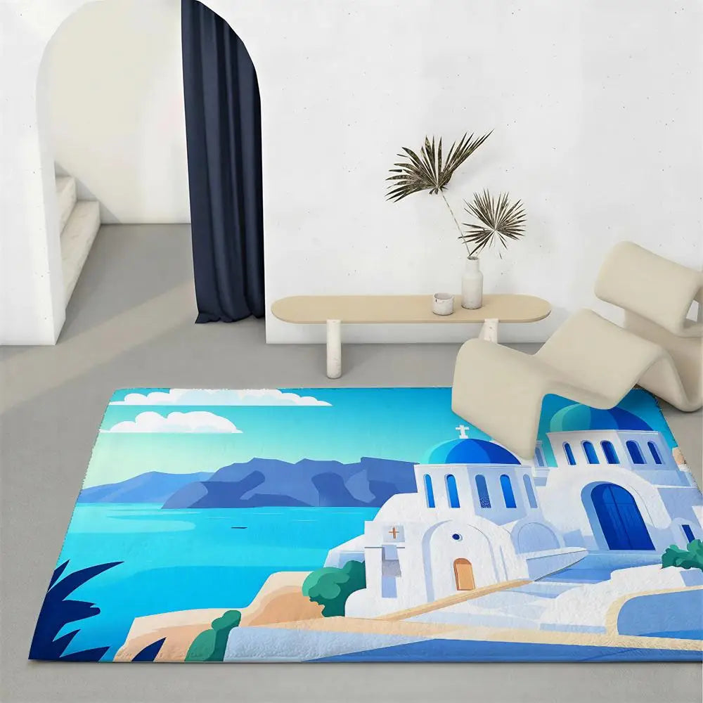 Santorini Flannel Floor Mat – Soft Non-Slip Indoor Rug Indoor Floor Mat Axl White1 100x160cm