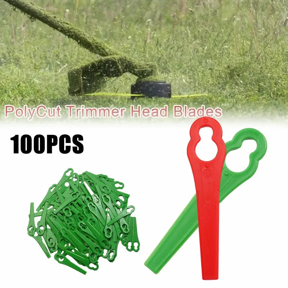 100-Pack Plastic Grass Trimmer Blades – Mower Replacement Parts Trimmer Replacement Blades Axl