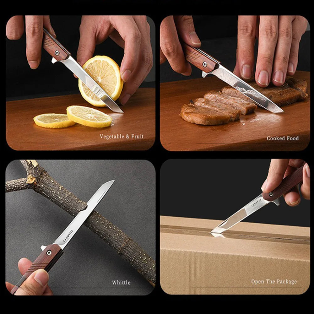 PLYS Folding Stainless Steel Utility Knife – Fruit & Kitchen Folding Kitchen Knife Axl