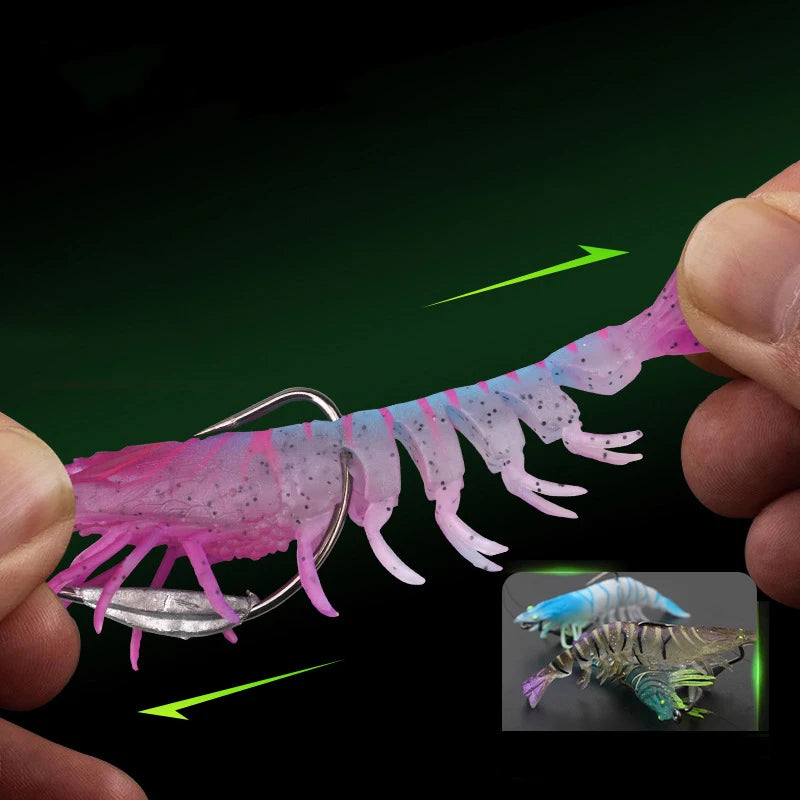 95mm TPE Squid Jig Slow Sinking Wood Shrimp Fishing Lure Squid Jig Lure Axl