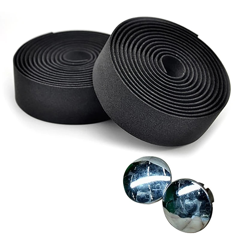 EVA Bicycle Handlebar Tape 2PCS – Reflective Wrap & Bar Plugs Handlebar Tape Axl black