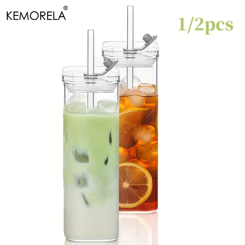 Modern Square Tumbler Glasses – Highball & Cocktail Set with Straws Cocktail Glass Set Axl