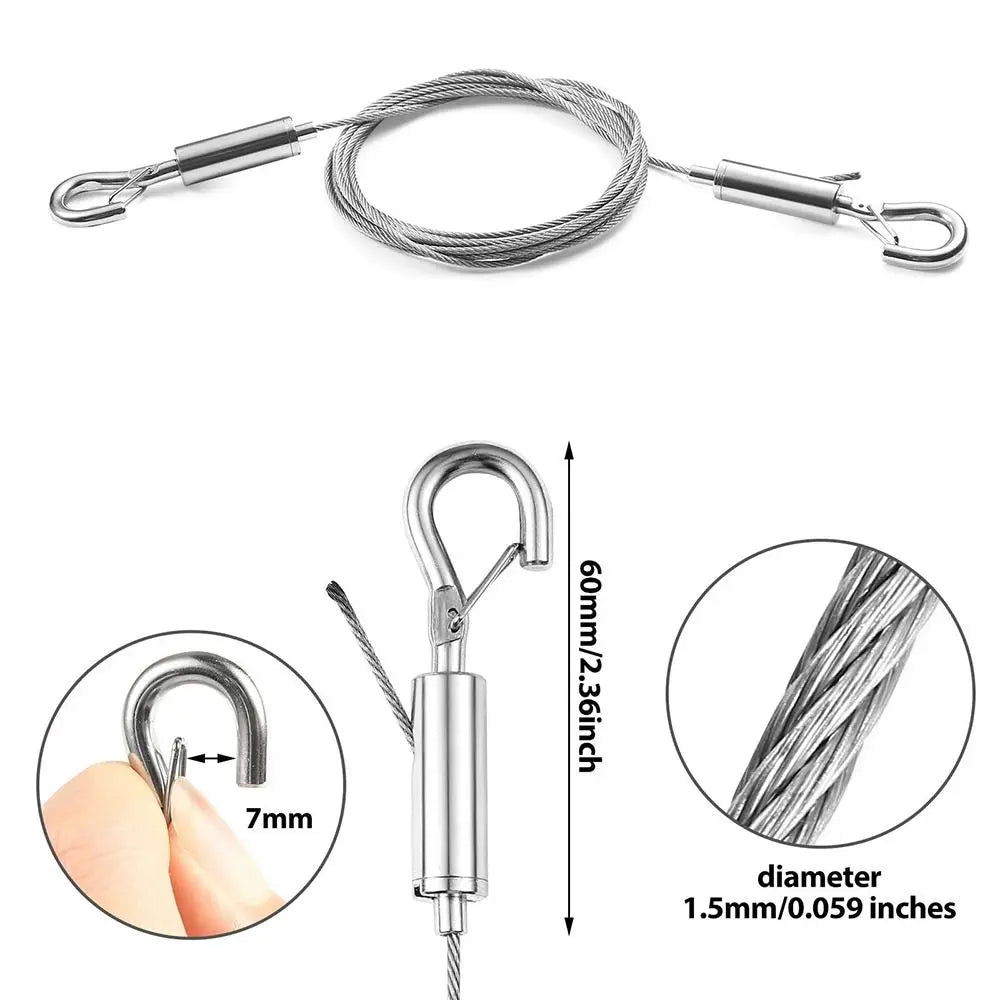 Adjustable Stainless Steel Wire Rope Hanging Kit with Hooks Wire Rope Hanging Kit Axl