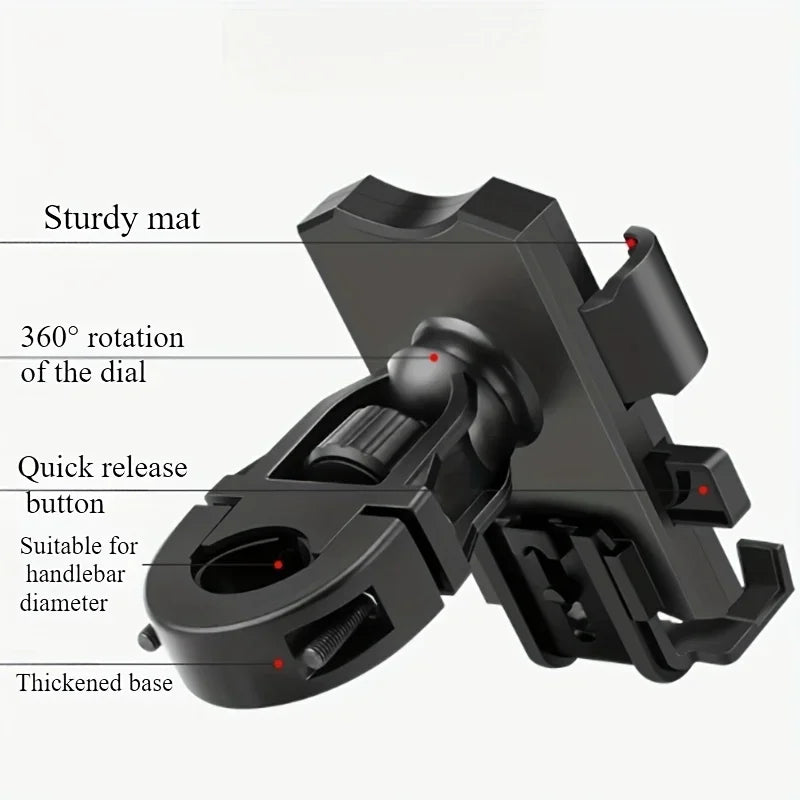 Waterproof Motorcycle Phone Mount – 360° Swivel GPS Holder Phone Handlebar Mount Axl