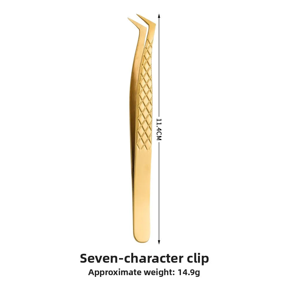 Golden Net Pattern Eyelash Extension Tweezers | Precision Lash Clip Eyelash Tweezers Axl Gold-1.5mmNet-patter 4