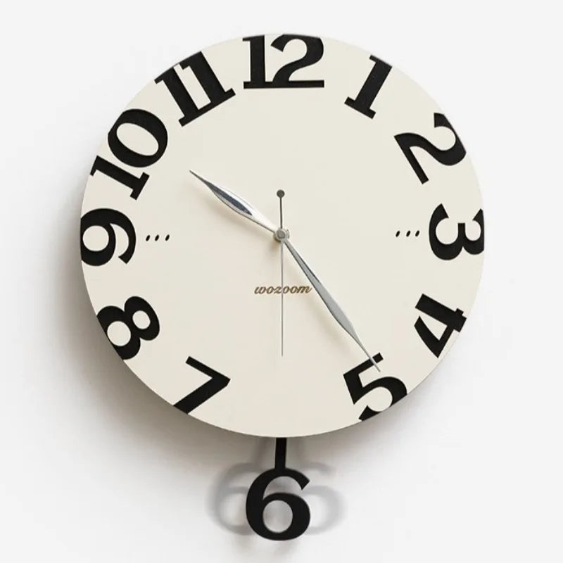 Modern Silent Pendulum Wall Clock – Minimalist Wood Decor Decorative Wall Clock Axl
