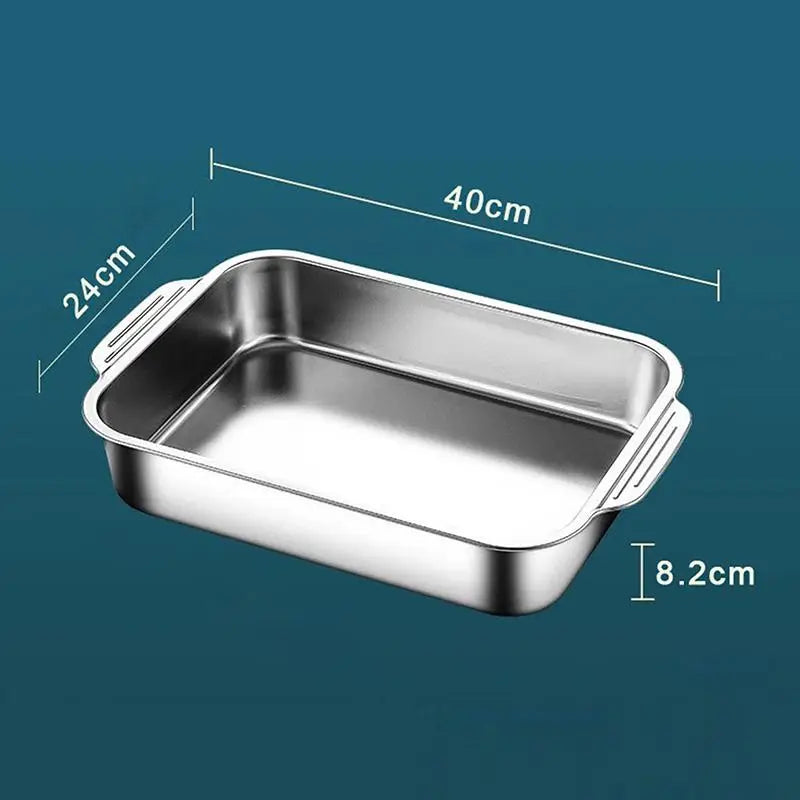 Stainless Steel Deep Dish Baking Pan with Lid | Oven Safe Baking Pan Axl L