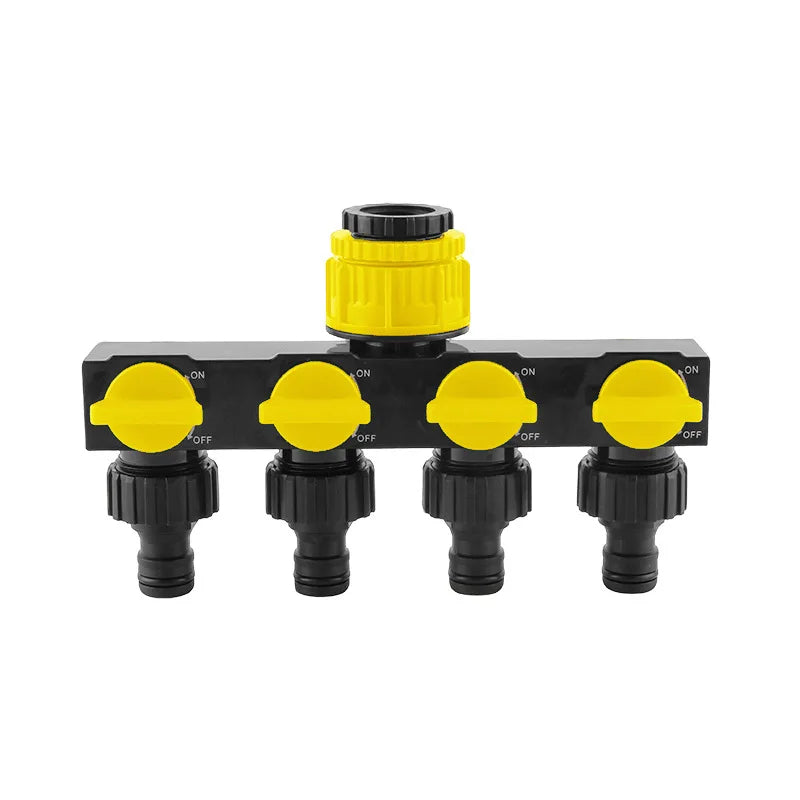 4-Way Garden Hose Splitter – Faucet Diverter with 4 Valves Hose Faucet Splitter Axl YELLOW