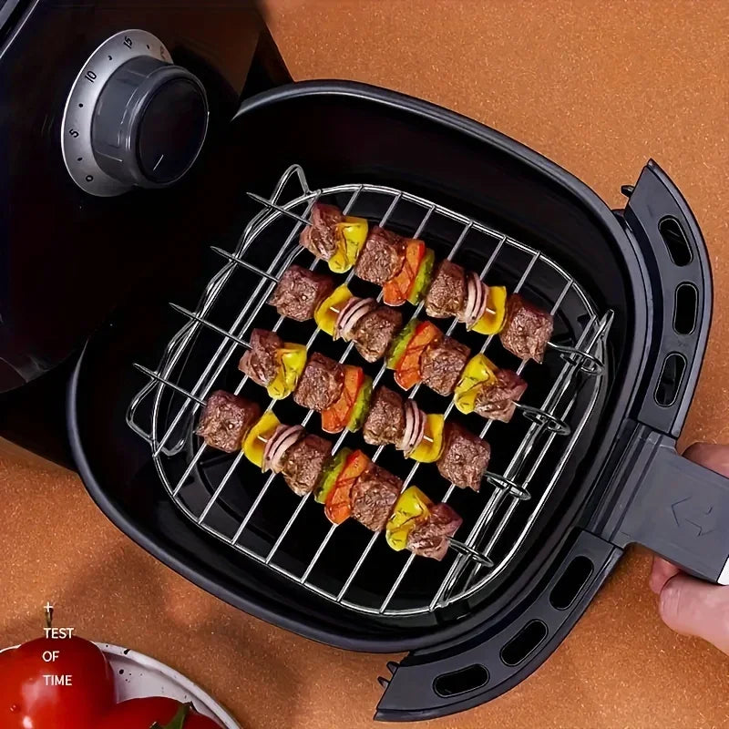 7.87" Air Fryer Square Grill Rack & 4 BBQ Skewers Set Air Fryer Accessory Axl
