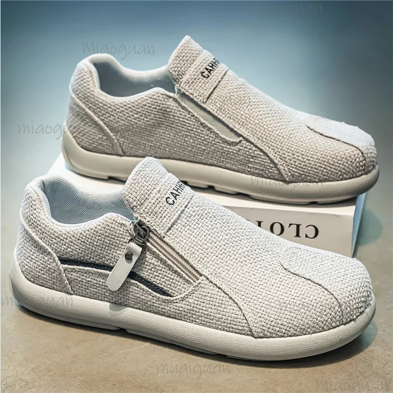 Men's Canvas Ankle Zip Sneakers – Lightweight Anti-Slip Boots Canvas Ankle Sneakers Axl