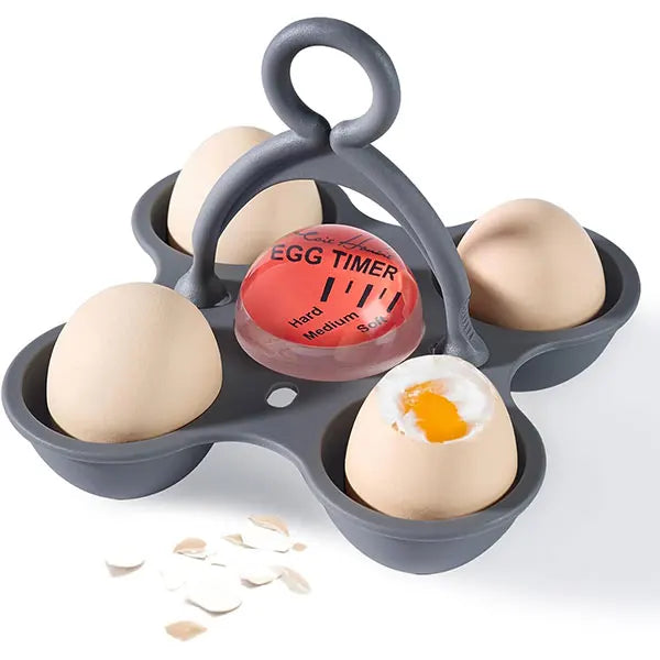 Egg Timer & 4-Egg Holder – Color-Changing Boiling Egg Tool Egg Timer Tool Axl Red