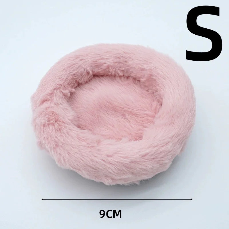 Round Plush Hamster Nest Mat – Cosy Small Pet Bed Small Pet Nest Mat Axl light pink-S