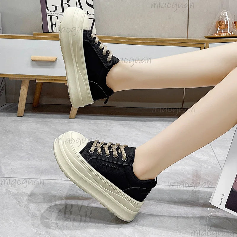 Women's 6CM Platform Chunky Sneakers – Lace-Up Non-Slip Platform Sneakers Axl