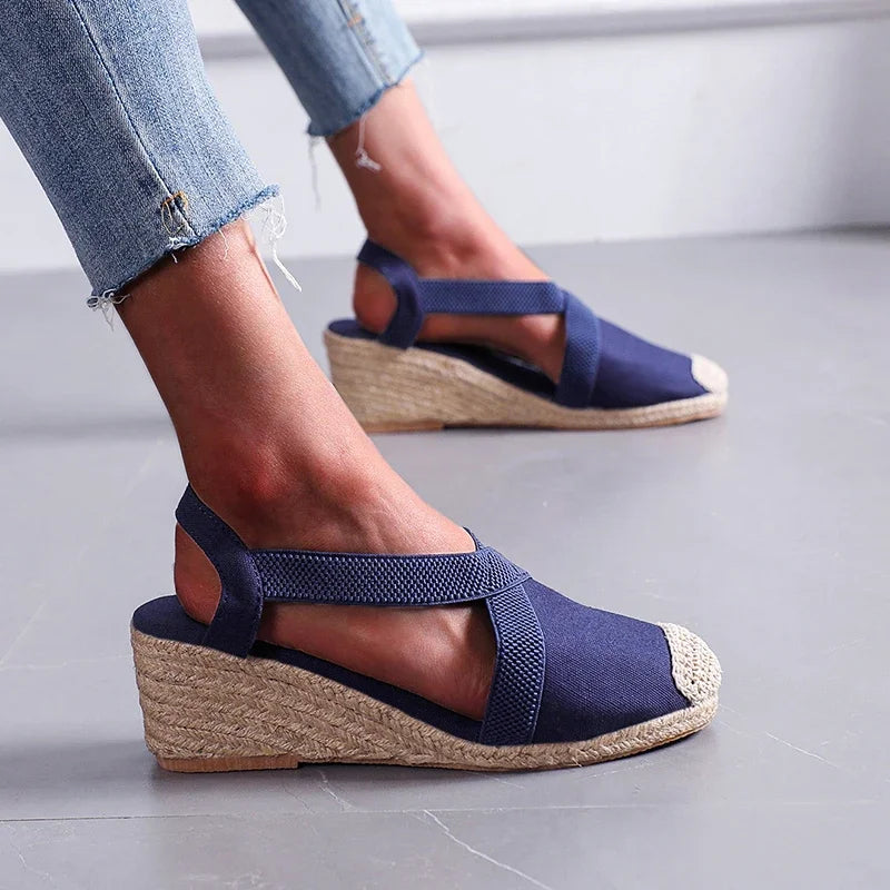 Women's Retro Straw Wedge Platform Sandals | Fisherman Style Wedge Platform Sandals Axl