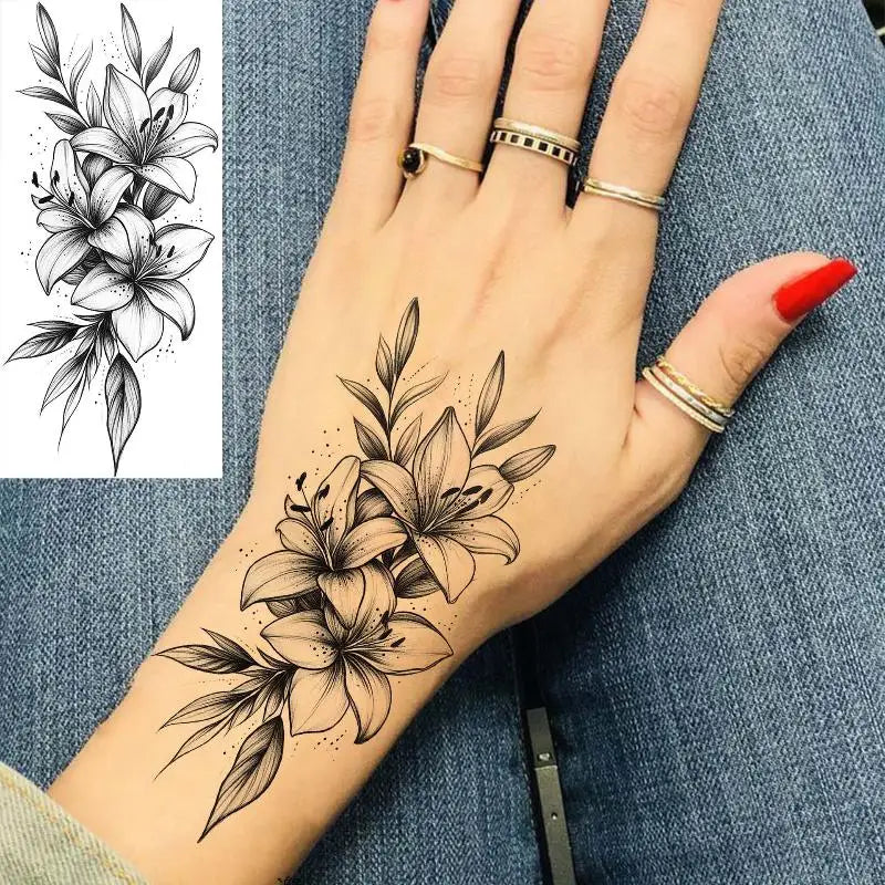 Flower Temporary Tattoo Sticker – Waterproof, Lasts 15 Days Temporary Tattoo Sticker Axl