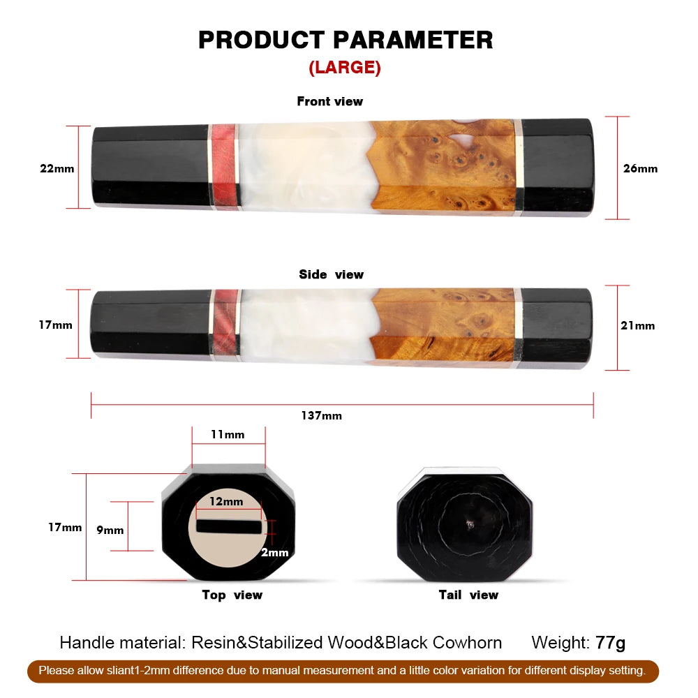 DIY Octagonal Knife Handle Blank – Stabilized Wood, Resin & Cowhorn Knife Handle Blank Axl Large Handle
