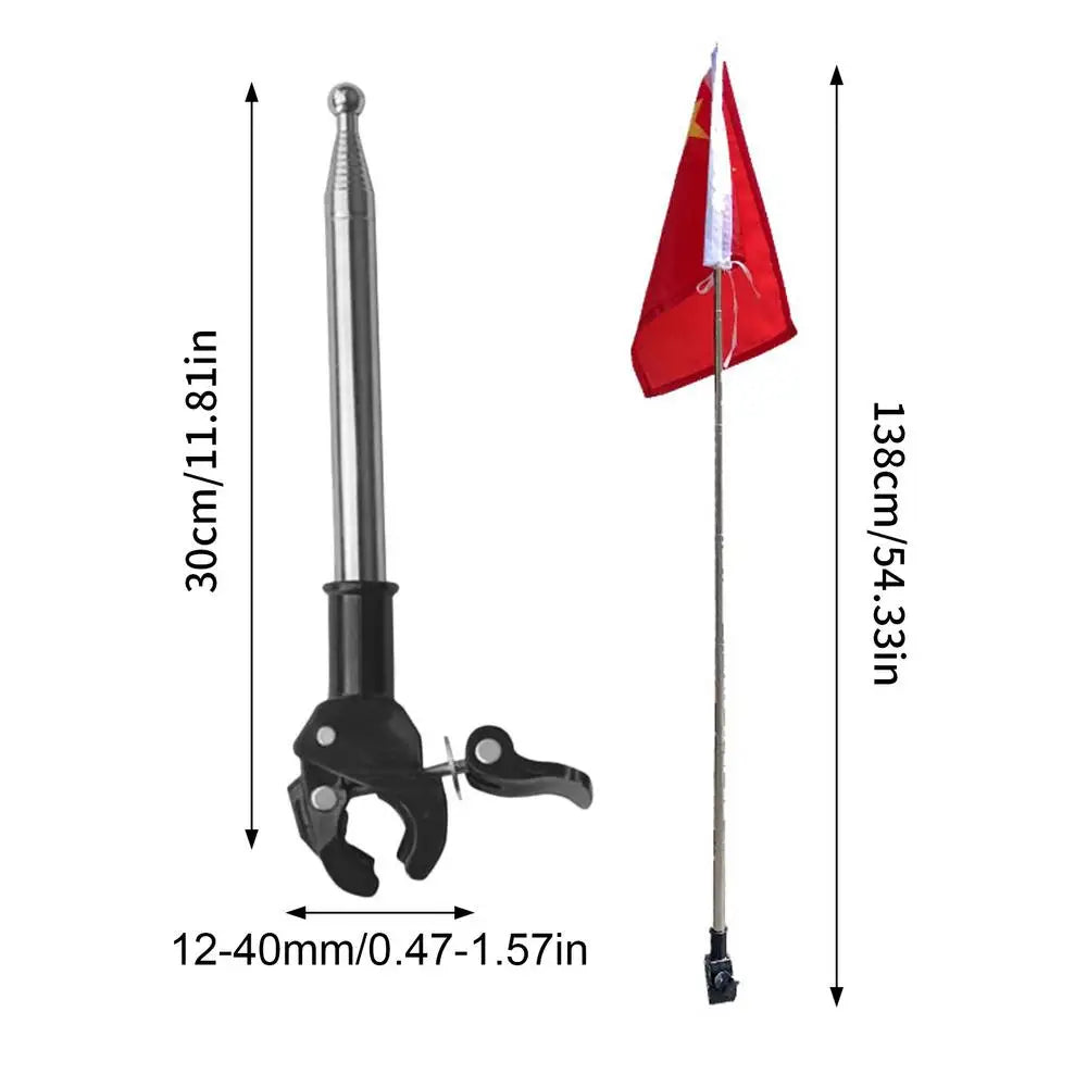 Telescopic Motorcycle & Bicycle Flag Pole Holder | Stainless Steel Bicycle Flag Pole Axl Black