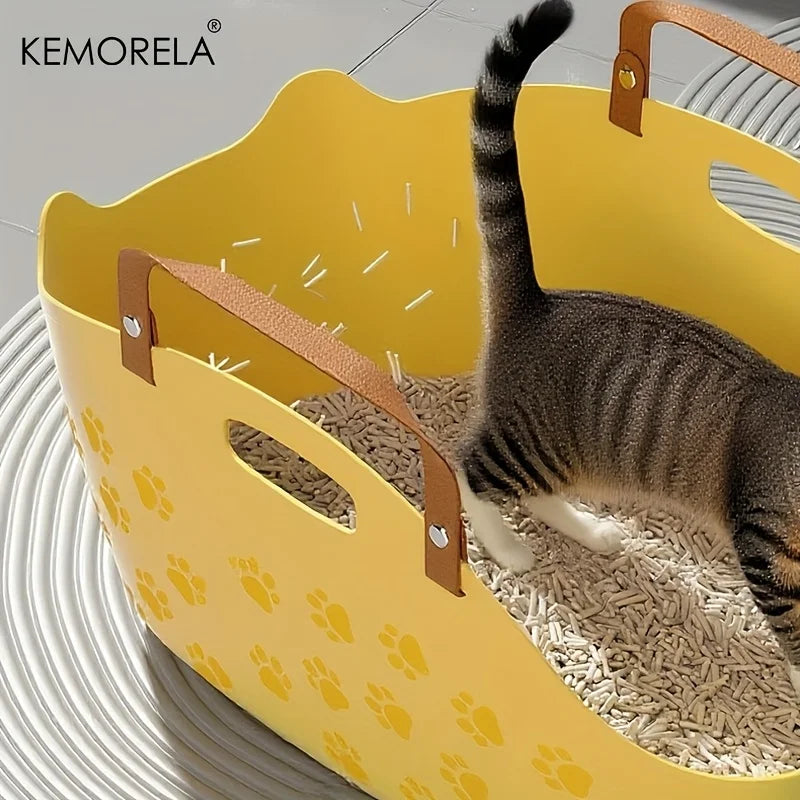 KEMORELA Portable Semi-Enclosed Cat Litter Box with Scoop Cat Litter Box Axl