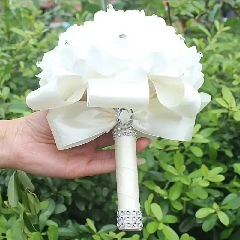 Crystal Rose Pearl Bridal Bouquet – Silk Artificial Wedding Flowers Artificial Bridal Bouquet Axl