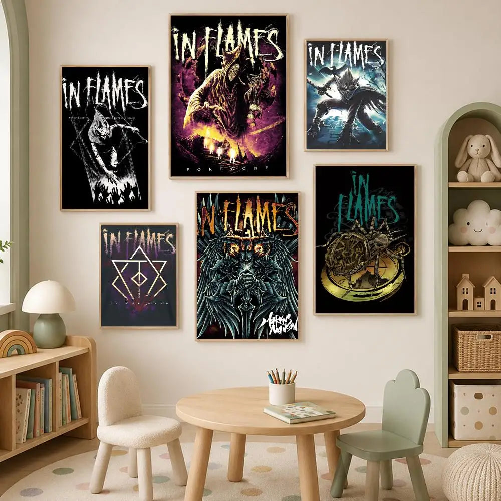 In Flames Band Poster – Self-Stick HD Waterproof Wall Art Music Wall Poster Axl