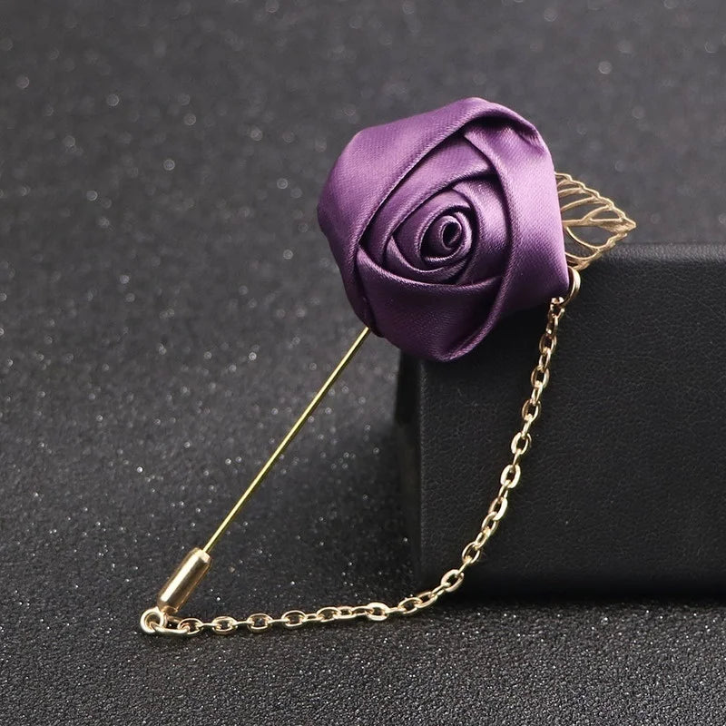 Rose Flower Brooch Pin – Fabric Yarn Floral Lapel Pin Unisex Floral Brooch Pin Axl