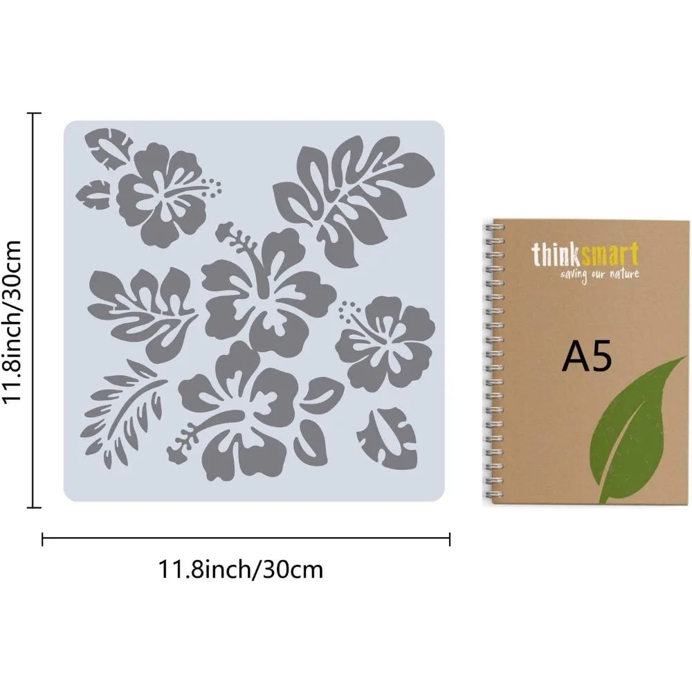 Large Hibiscus Flower Stencil 12x12 – Reusable Floral Template Craft Stencil Template Axl
