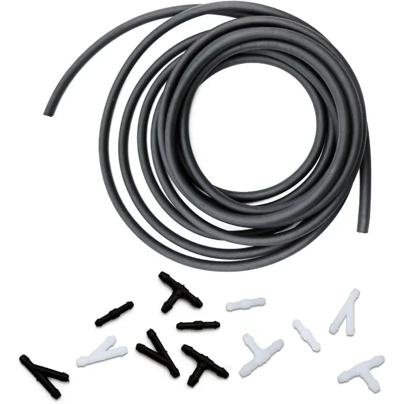 Car Windshield Washer Fluid Hose with Nozzle & Clamp Washer Fluid Hose Kit Axl Black