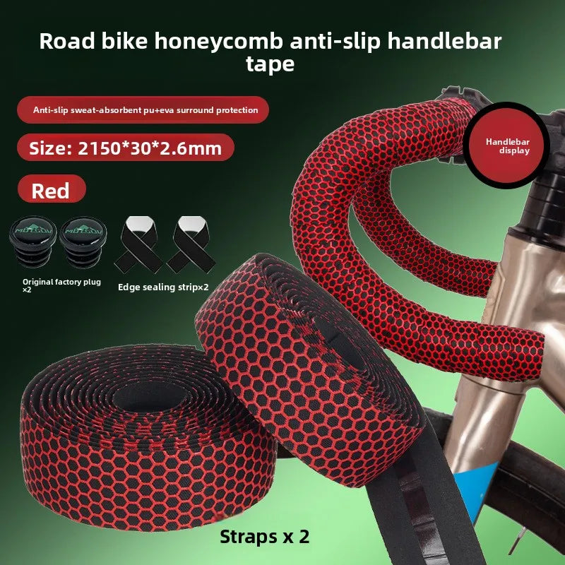 Road Bike Handlebar Tape – Silicone Honeycomb Non-Slip Bar Wrap Handlebar Tape Axl Red
