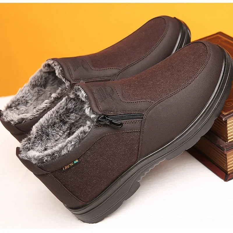 YBQJOO Men's Plush Winter Ankle Boots – Warm & Anti-Slip Men's Winter Boots Axl