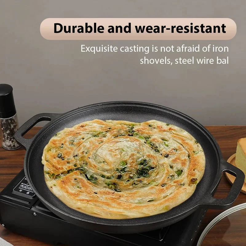 Cast Iron Non-Stick Skillet 28cm – Multipurpose Flat Frying Pan Cast Iron Skillet Axl